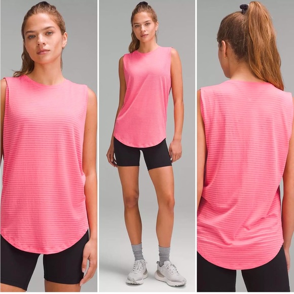 lululemon athletica Tops - Lululemon Brunswick Muscle Tank Sheer Stripe Sakura Pink 12 NWT